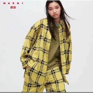 Marni X Uniqlo yellow and black oversized button down top